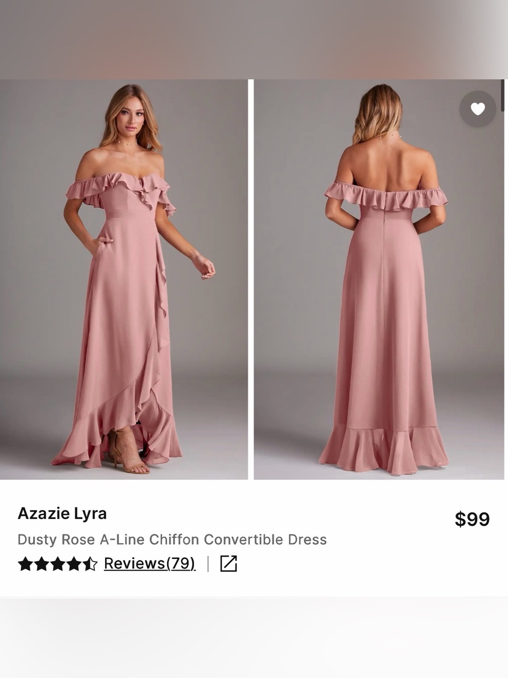 Azazie Bridesmaid Dress - Lyra - Dusty Rose -  A4 - Chiffon